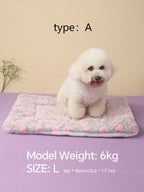 1pc Polyester Star & Heart Breathable Washable Thick Pet Bed Mat For Medium-Small Cats & Dogs, All Seasons (Teddy/Bichon Frise)