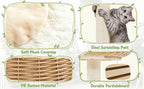Cat Tree 29.5 Inch Rattan Cat House with Natural Sisal Scratching Post – Woven Cat Condo, Soft Cushion Perch, Hanging Bell Toy