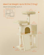 Feandrea Cat Tree, 45.3-Inch Cute Cat Tower, Plush Climbing Condo, Beige