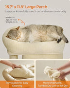 Feandrea Cat Tree, 26.4-Inch Small Cat Tower, Cute Plush Condo, Beige