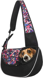 Dog Sling Carrier for Small Dogs & Cats, Mesh Pet Travel Crossbody Bag, 10 lb Adjustable Cat Carrier, Dog Papoose with Zipper Touch Pocket, for Pets(Red camo, Small)