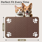 Pet Feeding Mat for Dogs and Cats – Absorbent Pet Placemat with Waterproof Non-Slip Rubber Backing – Quick Dry Food and Water Bowl Mat, Easy to Clean Floor Protector for Pets (12"x20", Dark Brown)
