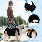 Dog Carry Sling Emergency Backpack Pet Legs Support and Rehabilitation Dog Lift Harness Adjustable Lifting Straps Carrier for Senior Dogs Joint Injuries, Arthritis, Hiking, Skiing, Black(XL)
