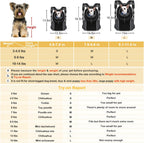WOYYHO Pet Dog Carrier Backpack Small Dog Front Backpack Ventilated Dog Carrier Back Pack with Storage Pockets, Adjustable Straps & Safety Belt for Travel Hiking Outdoor (Size M: 5-9 lbs, Black)