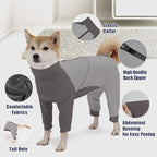 Dog Recovery Suit for Surgery Dog Onesie for Female and Male E-Collar Alternative Anti Shedding Pajamas Long Sleeve Claming Bodysuit Gray XL