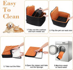 Dog Car Seat for Small/Medium Dogs,Pet Dog Booster Car Seat Puppy 15-35 lbs with Soft 4+2in Detachable Pads Detachable Elevated Cushion and Washable Cover Brown