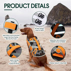 Kuoser Dog Life Jacket with Reflective Stripes - Adjustable High Visibility Vest, Ripstop Lifesaver, Pet Preserver with High Flotation Swimsuit for Small, Medium and Large Dogs