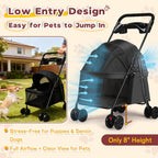 4-Wheel Pet Stroller for Small Medium Dogs with Removable & Detachable Carrier, Foldable Waterproof Dog Stroller with Breathable Mesh, Cup Holder, Storage Basket & Safety Leash (Pink)