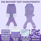 Dog Recovery Suit, Surgical Recovery Suit for Male Female Dogs Cats Spayed Onesie After Surgery, Dog Post Surgery Suit Anti Licking & Biting Surgical Shirt with Pee Hole，Purple Medium