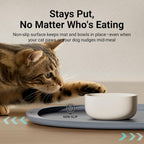 DownyPaws Cat Food Mats for Floors Waterproof, BPA Free Silicone Pet Feeding Mat, Non-Slip Pet Food Mat with High Raised Edge, Cat Placemat for Messy Drinkers, 18"×12.5", Gray