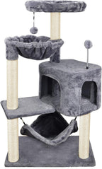 YUNIQUE Cat Tree with Cat Condo and Big Hammock, Grey