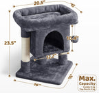 Yaheetech 23.5in Cat Tree Tower, Cat Condo with Sisal-Covered Scratching Posts, Cat House Activity Center Furniture for Kittens, Cats and Pets - Dark Gray