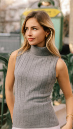 Andrea Cashmere Turtleneck Tank