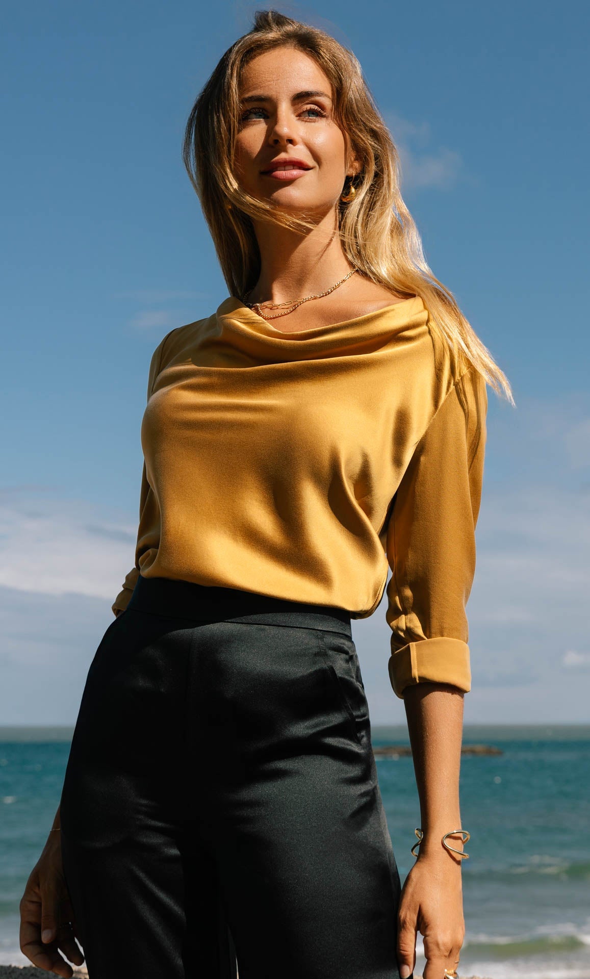 Claudia Silk Cowl Neck Blouse