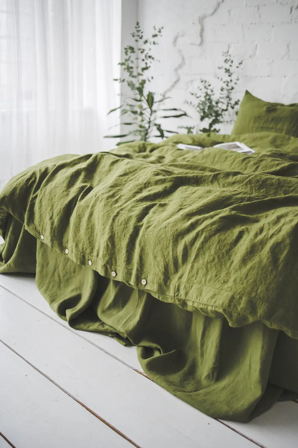 Green Moss Termoregulating Linen Bedding Set
