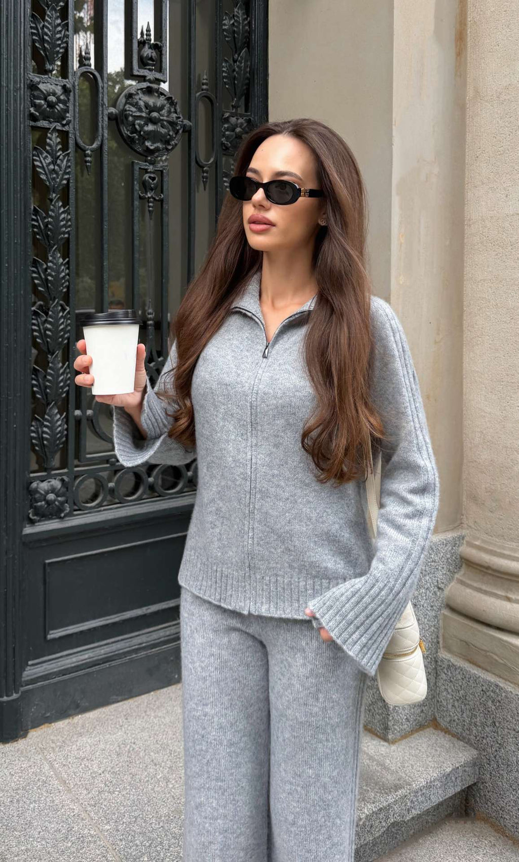 Nevara Zipper Cardigan - Cashmere & Silk