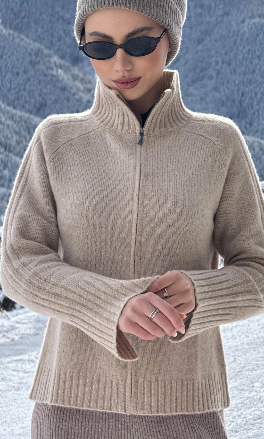 Nevara Zipper Cardigan - Cashmere & Silk