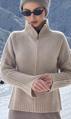 Nevara Zipper Cardigan - Cashmere & Silk