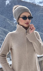 Nevara Zipper Cardigan - Cashmere & Silk