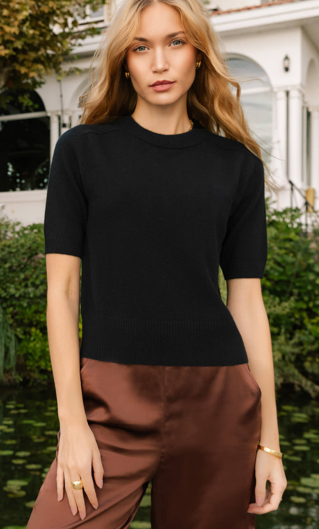 Vittoria Short-Sleeve Cashmere Sweater