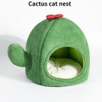 Cactus Cat Bed Warm Enclosed Kitten And Dog Nest Deep Sleep Comfort Mat  Pets Tent Cozy Cave  Indoor Pet Supplie