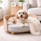 Velvet Pet Sofa Bed – Solid Beech Wood Frame