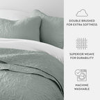 3-Piece Floral Stitch Quilted Coverlet Set