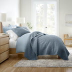3-Piece Floral Stitch Quilted Coverlet Set