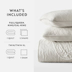 3-Piece Floral Stitch Quilted Coverlet Set