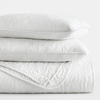 3-Piece Floral Stitch Quilted Coverlet Set