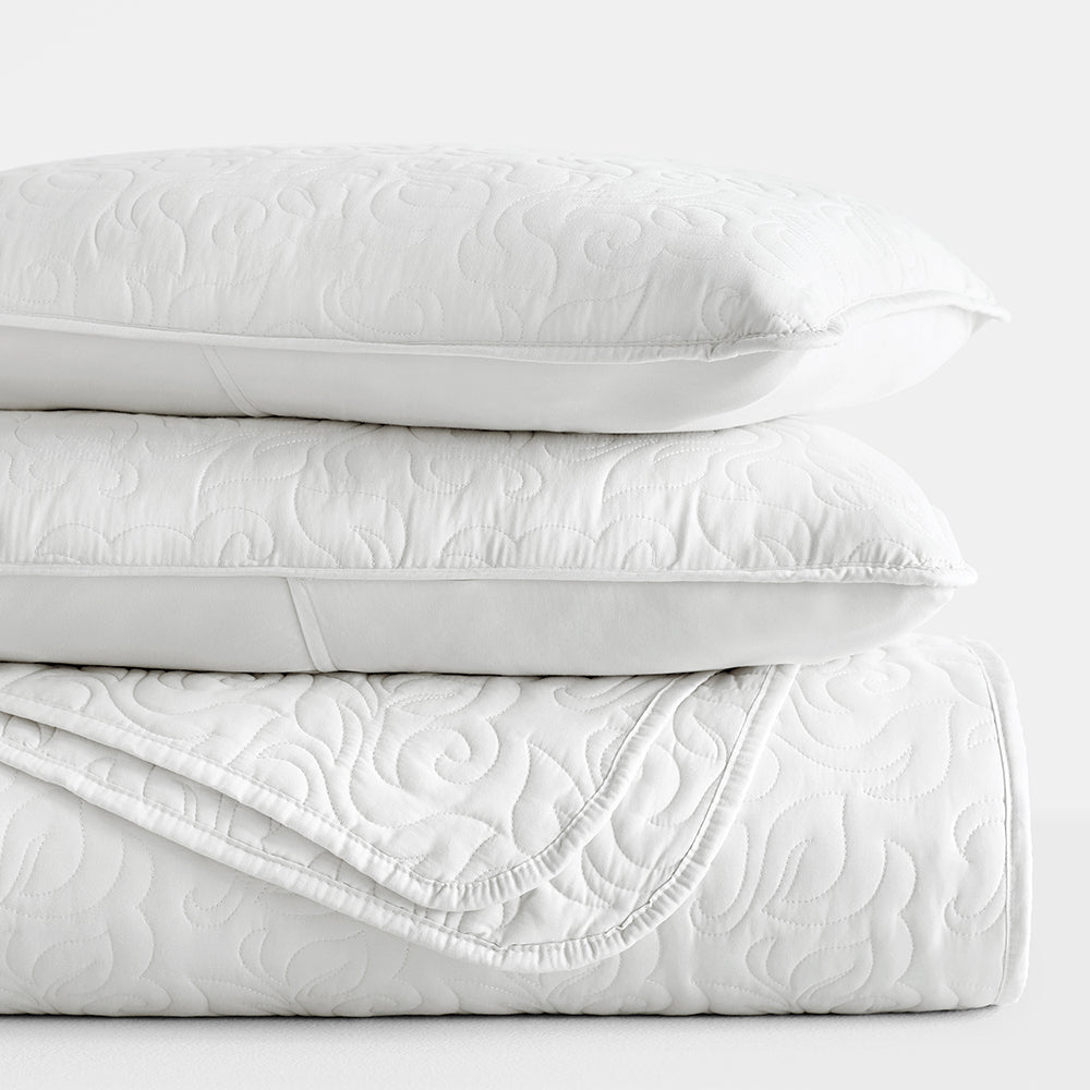3-Piece Floral Stitch Quilted Coverlet Set