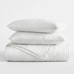 3-Piece Floral Stitch Quilted Coverlet Set