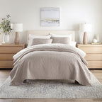 3-Piece Floral Stitch Quilted Coverlet Set