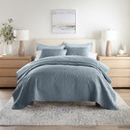 3-Piece Floral Stitch Quilted Coverlet Set