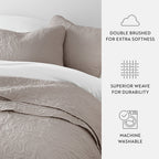 3-Piece Floral Stitch Quilted Coverlet Set