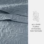 3-Piece Floral Stitch Quilted Coverlet Set