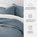 3-Piece Floral Stitch Quilted Coverlet Set