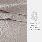 3-Piece Floral Stitch Quilted Coverlet Set