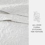 3-Piece Floral Stitch Quilted Coverlet Set