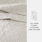 3-Piece Floral Stitch Quilted Coverlet Set