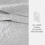 3-Piece Floral Stitch Quilted Coverlet Set