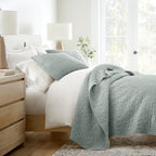3-Piece Floral Stitch Quilted Coverlet Set