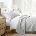 3-Piece Floral Stitch Quilted Coverlet Set
