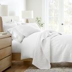 3-Piece Floral Stitch Quilted Coverlet Set