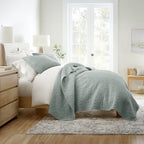 3-Piece Floral Stitch Quilted Coverlet Set