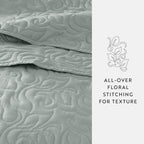3-Piece Floral Stitch Quilted Coverlet Set