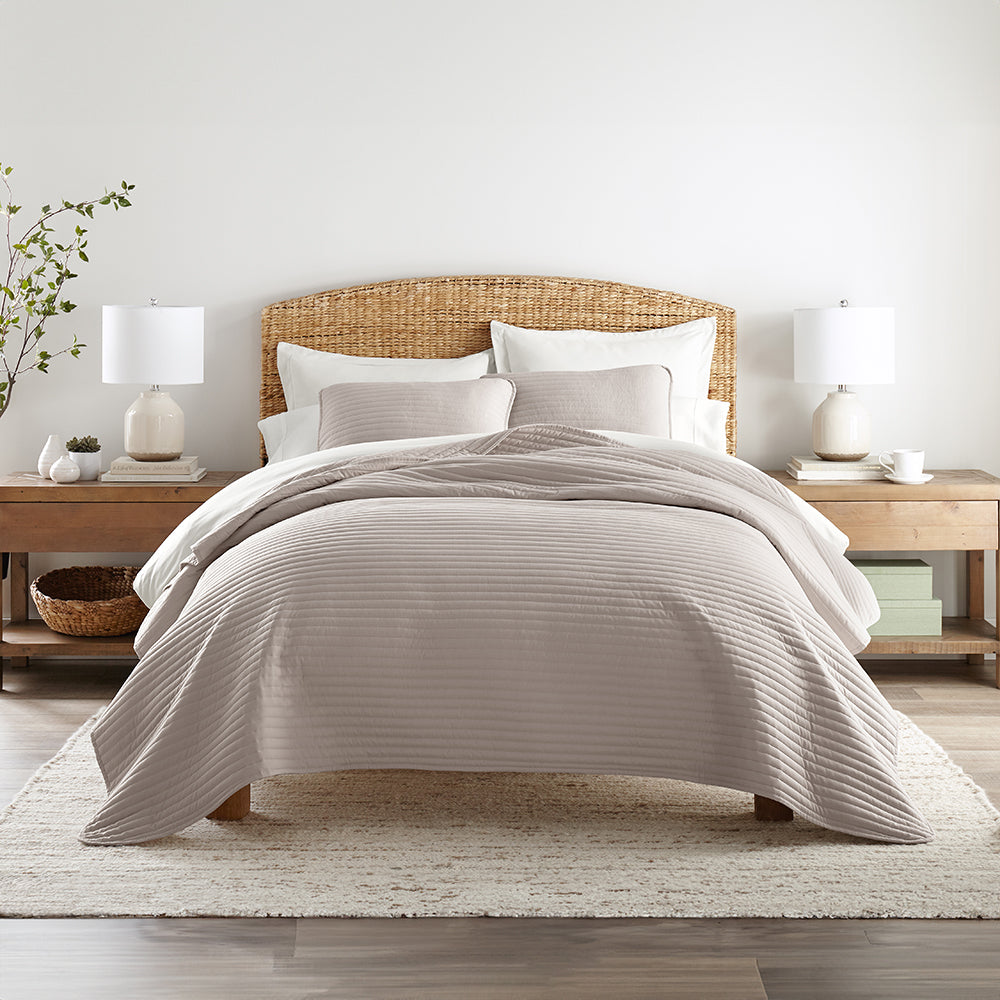 3-Piece Stripe Stitch Quilted Coverlet Set