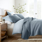3-Piece Stripe Stitch Quilted Coverlet Set