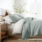 3-Piece Stripe Stitch Quilted Coverlet Set