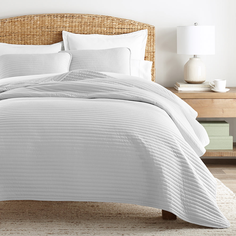 3-Piece Stripe Stitch Quilted Coverlet Set